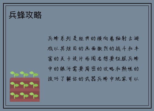 兵蜂攻略