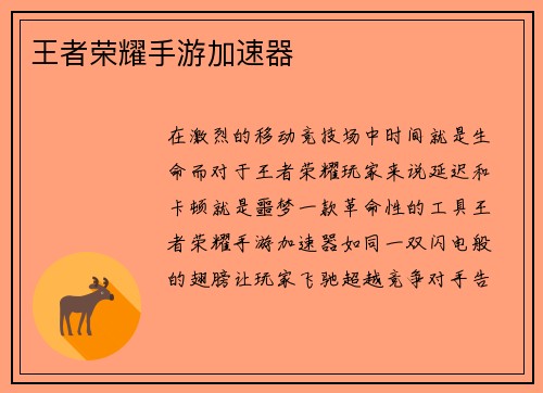 王者荣耀手游加速器